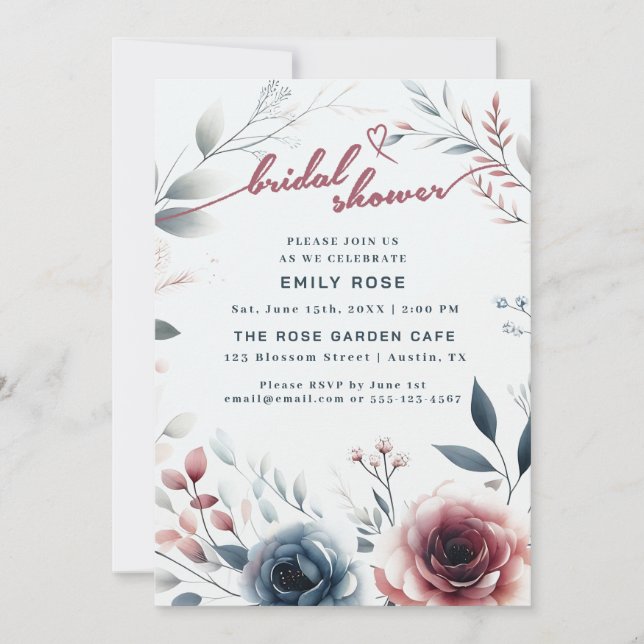 Dusty Rose & Ivory Bridal Shower Invite (Front)