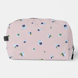 Dusty Rose Japanese Blue Purple Pansy Floral Patte Dopp Kit