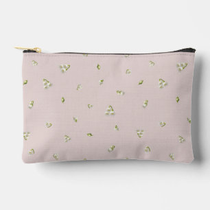 Dusty Rose Japanese Lily of the Valley Floral Patt Accessory Pouch