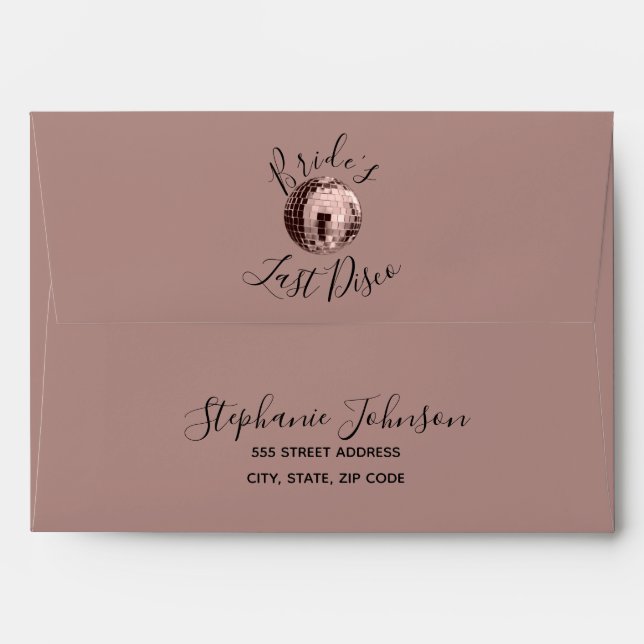 Dusty Rose Last Disco Bachelorette Weekend  Envelope (Back (Top Flap))