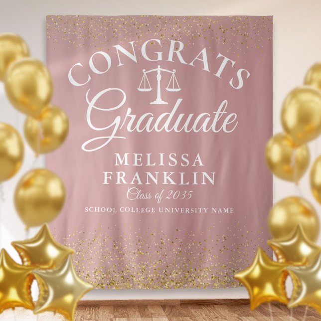 Dusty Rose Law School Graduation Photo Backdrop Tapestry (Dusty Rose Law School Graduation Photo Backdrop)