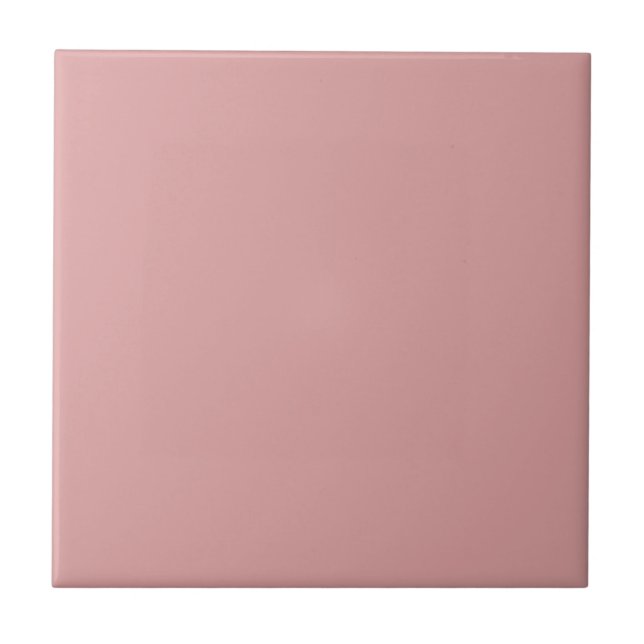 Dusty Rose Magenta -- Soft Pink Solid Colour Ceramic Tile (Front)