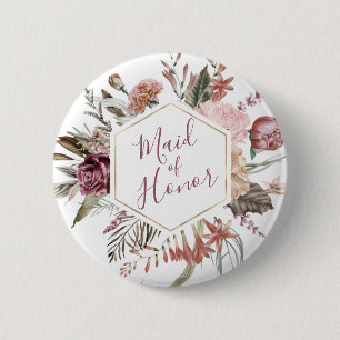 Dusty Rose Maid of Honour Button