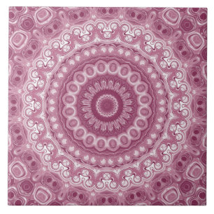 Dusty Rose Mandala Pattern Design Ceramic Tile