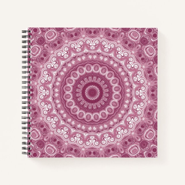 Dusty Rose Mandala Pattern Design Notebook (Front)