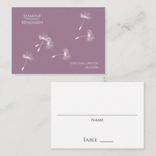 Dusty Rose Mauve Dandelion Seed Wedding Place Card
