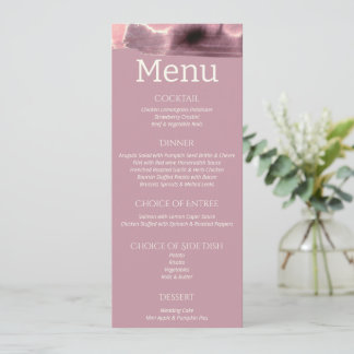 Dusty Rose Mauve Modern Wedding Menu