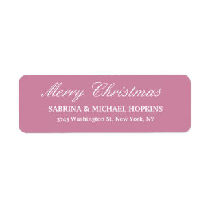 Dusty Rose Merry Christmas Message Family Sheet Return Address Label