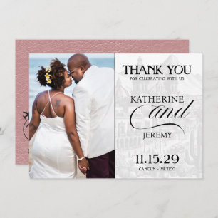 Dusty Rose Mexico Passport Thank You Card