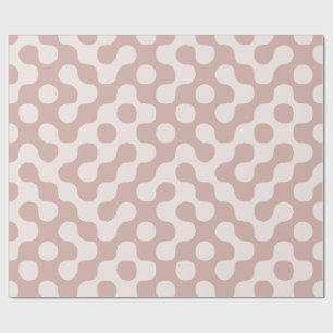 Dusty Rose Mid Century Organic Geometric Dots Wrapping Paper