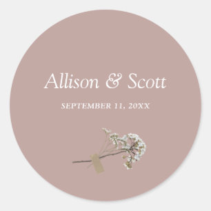 Dusty Rose Minimal Elegant Floral Class  Classic Round Sticker