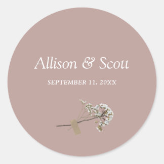Dusty Rose Minimal Elegant Floral Class  Classic Round Sticker