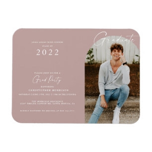 Dusty Rose Minimal Photo Graduation Invitation Magnet