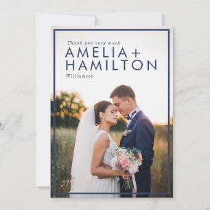 Dusty Rose & Minimal Thank You Wedding Photo Card