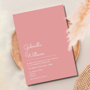 Dusty Rose Minimalist Mauve Wedding Invitation