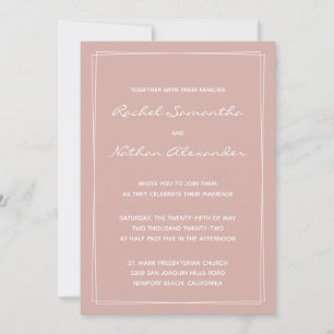 Dusty Rose Minimalist Modern Wedding Invitations