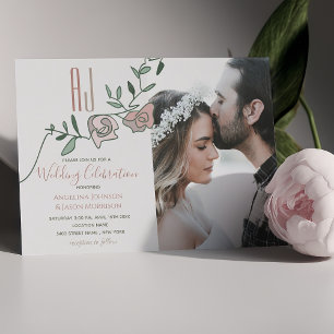 Dusty Rose Minimalist Photo Wedding Invitation