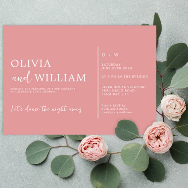 Dusty Rose Minimalist Script Wedding Invitation (Creator Uploaded)