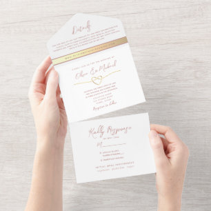 Dusty Rose Minimalist Wedding All In One Invitation