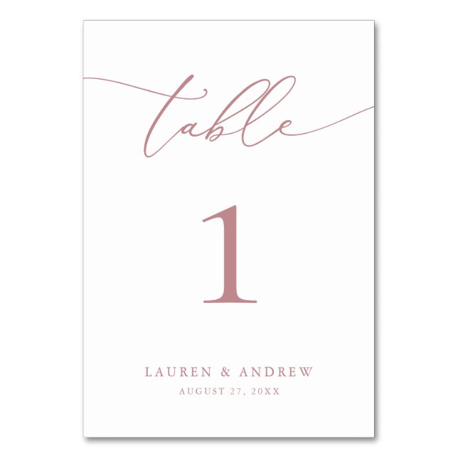 Dusty Rose Minimalist Wedding | Event Custom Table Number (Front)