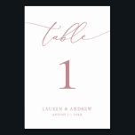Dusty Rose Minimalist Wedding | Event Custom Table Table Number<br><div class="desc">(**PLEASE NOTE: To order,  simply adjust your table number (and name/date) and add each number to your cart separately. Then check out once you are finished.) Beautiful,  elegant,  modern and minimalist,  table number card. Fully customisable with your names (or Event Name) and Date.</div>