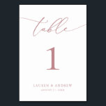 Dusty Rose Minimalist Wedding | Event Custom Table Table Number<br><div class="desc">(**PLEASE NOTE: To order,  simply adjust your table number (and name/date) and add each number to your cart separately. Then check out once you are finished.) Beautiful,  elegant,  modern and minimalist,  table number card. Fully customisable with your names (or Event Name) and Date.</div>