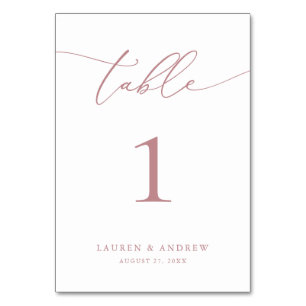 Dusty Rose Minimalist Wedding   Event Custom Table Table Number