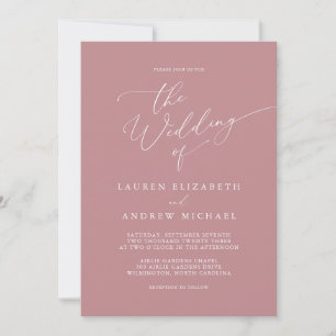 Dusty Rose Minimalist Wedding Invitation
