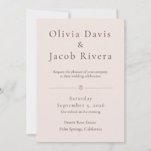 Dusty Rose Minimalist Wedding Invitation