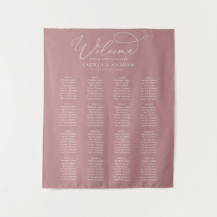Dusty Rose Minimalist Wedding Seating Chart Tapestry