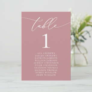 Dusty Rose Minimalist Wedding Seating Table Number