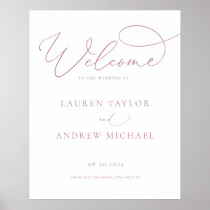 Dusty Rose Minimalist Welcome to Our Wedding Sign