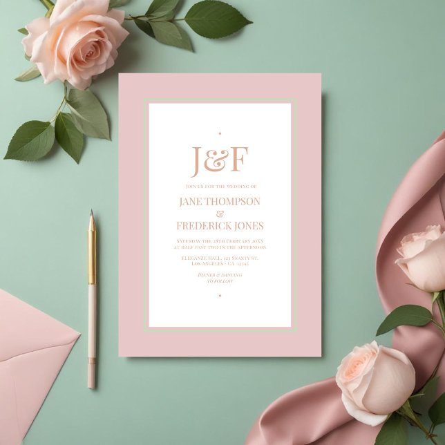 Dusty Rose, Mint Green, and Blush Wedding Invitation (Dusty Rose, Mint Green, and Blush Wedding Invitation)