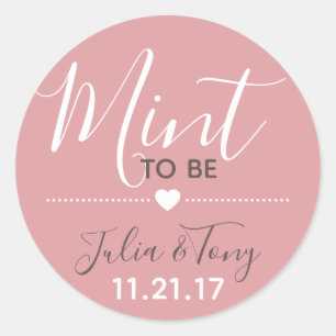 Dusty Rose Mint To Be Stickers Wedding Favours