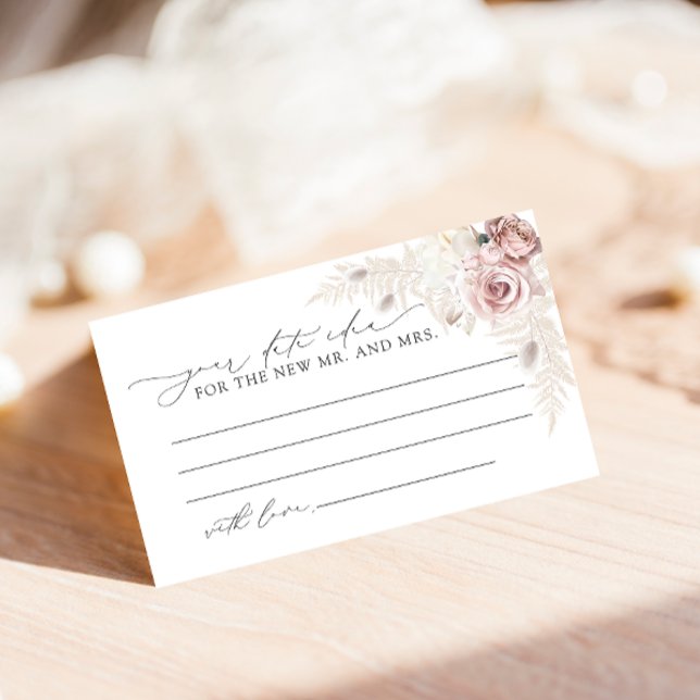 Dusty Rose Modern Bridal Shower Date Night Ideas Enclosure Card (Creator Uploaded)