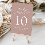 Dusty Rose Modern Elegance Wedding Table Number<br><div class="desc">Trendy, minimalist wedding table number cards featuring white modern lettering with "Table" in a modern calligraphy script. The design features a dusty rose background or colour of your choice. The design repeats on the back. To order the table cards: add your name, wedding date, and table number. Add each number...</div>