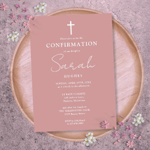 Dusty Rose Modern Minimalist Confirmation Invitation