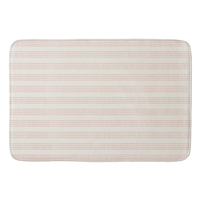 Dusty Rose Modern Minimalist Stripe Boho  Bath Mat (Front)
