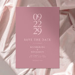 Dusty Rose Modern Minimalist Wedding Save The Date<br><div class="desc">Personalise your wedding save the date cards with this editable template. Features minimal elegant typography design in dusty rose colour.</div>
