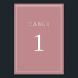 Dusty Rose Modern Minimalist Wedding Table Number<br><div class="desc">Dusty rose modern,  minimalist wedding table number. Fully customisable! **PLEASE NOTE: To order,  simply adjust your table number and add each number to your cart separately. Then check out once you are finished.</div>