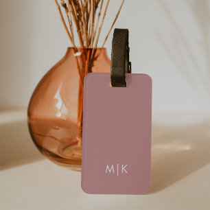 Dusty Rose Modern Monogram Luggage Tag