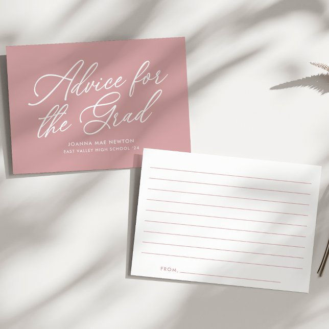 Dusty Rose Modern Script Graduation Advice Card (Creator Uploaded)