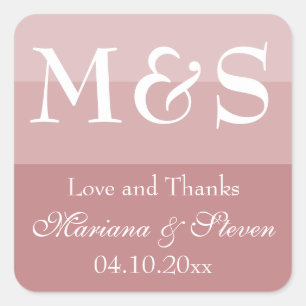 Dusty Rose Modern Script Wedding Square Sticker