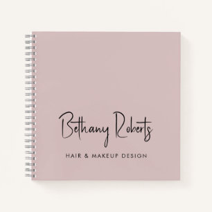 Dusty Rose Modern Signature Script Hair and Makeup Notebook