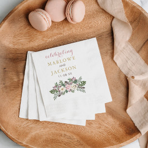 Dusty Rose Moody Floral Boho Monogram Wedding Napkin