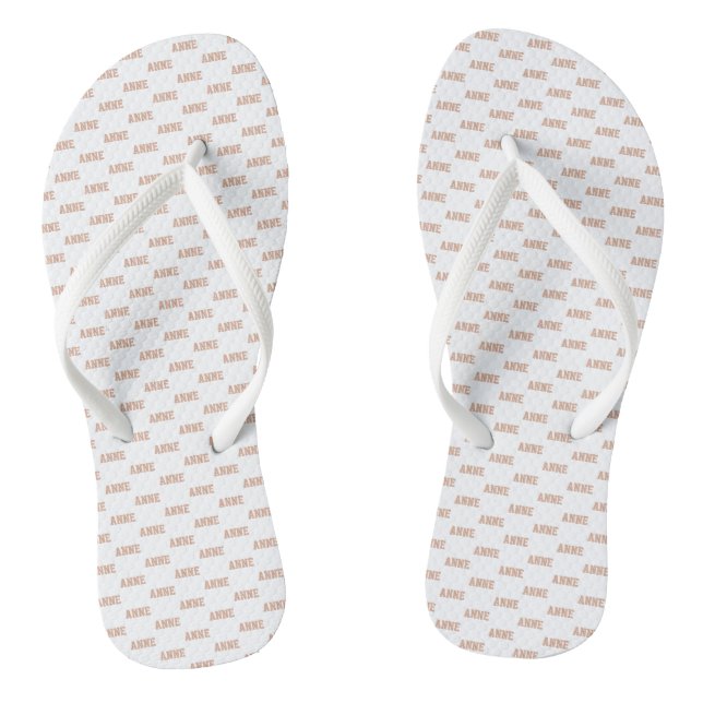 Dusty Rose Name Pattern White Thongs (Footbed)