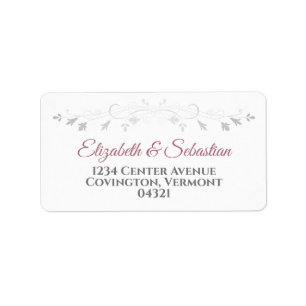 Dusty Rose on White Elegant Wedding Address Label