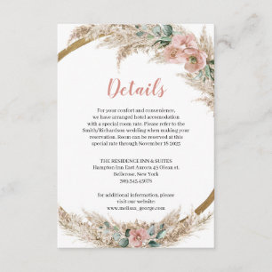 Dusty Rose Orchid Pampas Grass Eucalyptus Details Enclosure Card