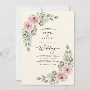 Dusty Rose Painterly Whimsy Wedding Invitation