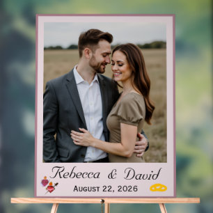 Dusty Rose & Pale Pink Two Hearts Catholic Wedding Acrylic Sign